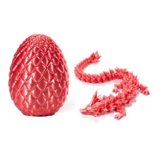 3D Printed Dragon Eggs with Dragon Inside, Home Office Decor Executive Desk Toys, Adults Fidget Toys Silk Red